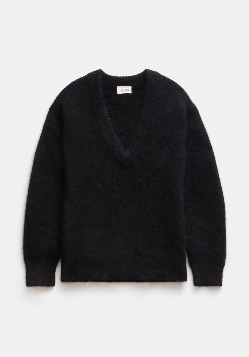 hush Jumpers & Cardigans|Lacey V Neck Alpaca Blend Jumper Black