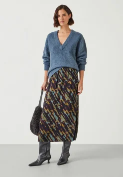 hush Jumpers & Cardigans|Lacey V Neck Alpaca Blend Jumper Smokey Blue