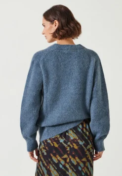 hush Jumpers & Cardigans|Lacey V Neck Alpaca Blend Jumper Smokey Blue