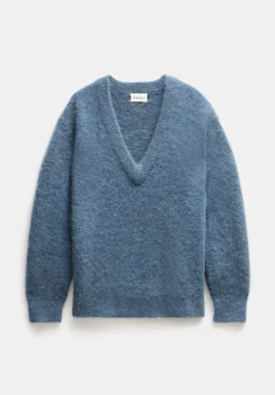 hush Jumpers & Cardigans|Lacey V Neck Alpaca Blend Jumper Smokey Blue
