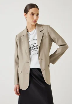 hush Jackets & Coats|Lana Relaxed Linen Blend Blazer Taupe