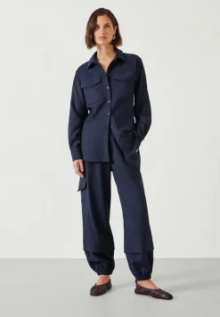 hush Shirts & Blouses|Lara Utility Wool Shirt Navy