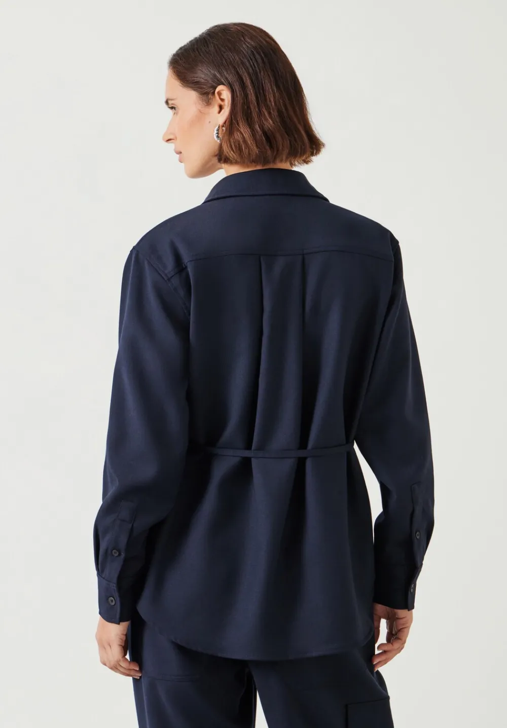 hush Shirts & Blouses|Lara Utility Wool Shirt Navy