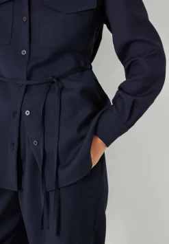 hush Shirts & Blouses|Lara Utility Wool Shirt Navy