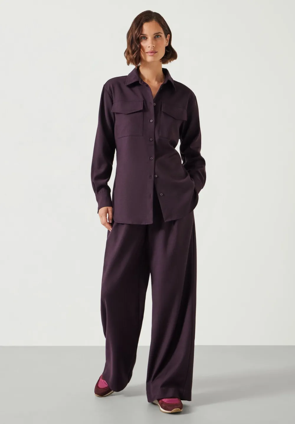 hush Shirts & Blouses|Lara Utility Wool Shirt Oxblood Red