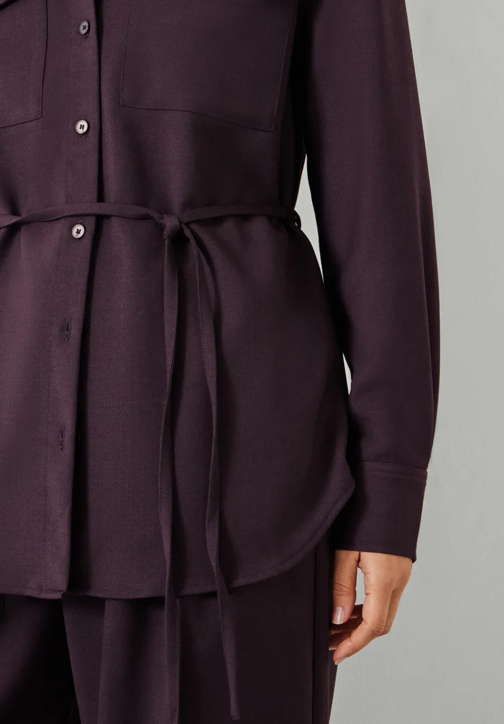 hush Shirts & Blouses|Lara Utility Wool Shirt Oxblood Red