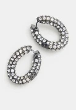 hush Jewellery|Large Pia Pave Twist Hoop Earrings Silver