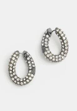 hush Jewellery|Large Pia Pave Twist Hoop Earrings Silver