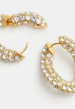 hush Jewellery|Large Pia Pave Twist Hoop Earrings Gold