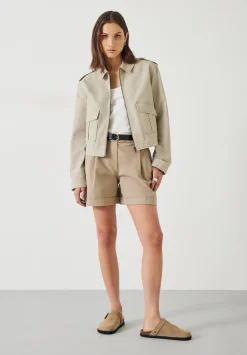 hush Jackets & Coats|Laurie Zip Up Utility Jacket Stone