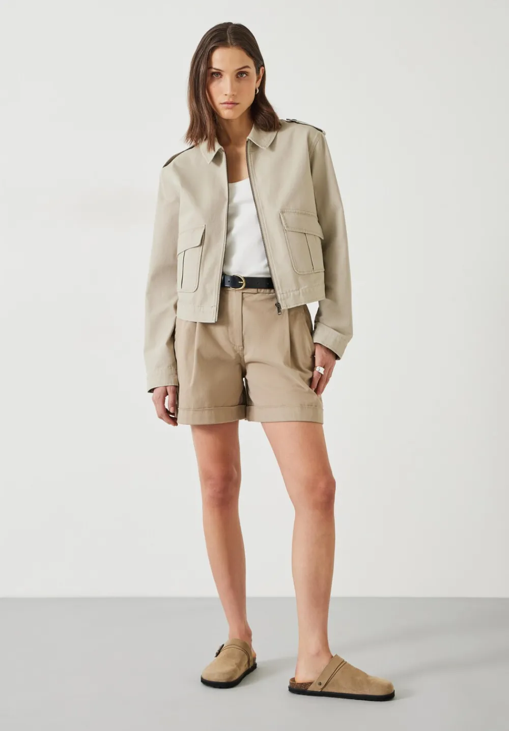 hush Jackets & Coats|Laurie Zip Up Utility Jacket Stone