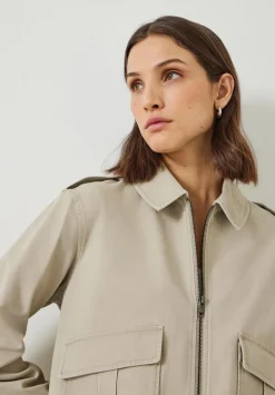hush Jackets & Coats|Laurie Zip Up Utility Jacket Stone