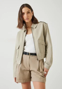 hush Jackets & Coats|Laurie Zip Up Utility Jacket Stone