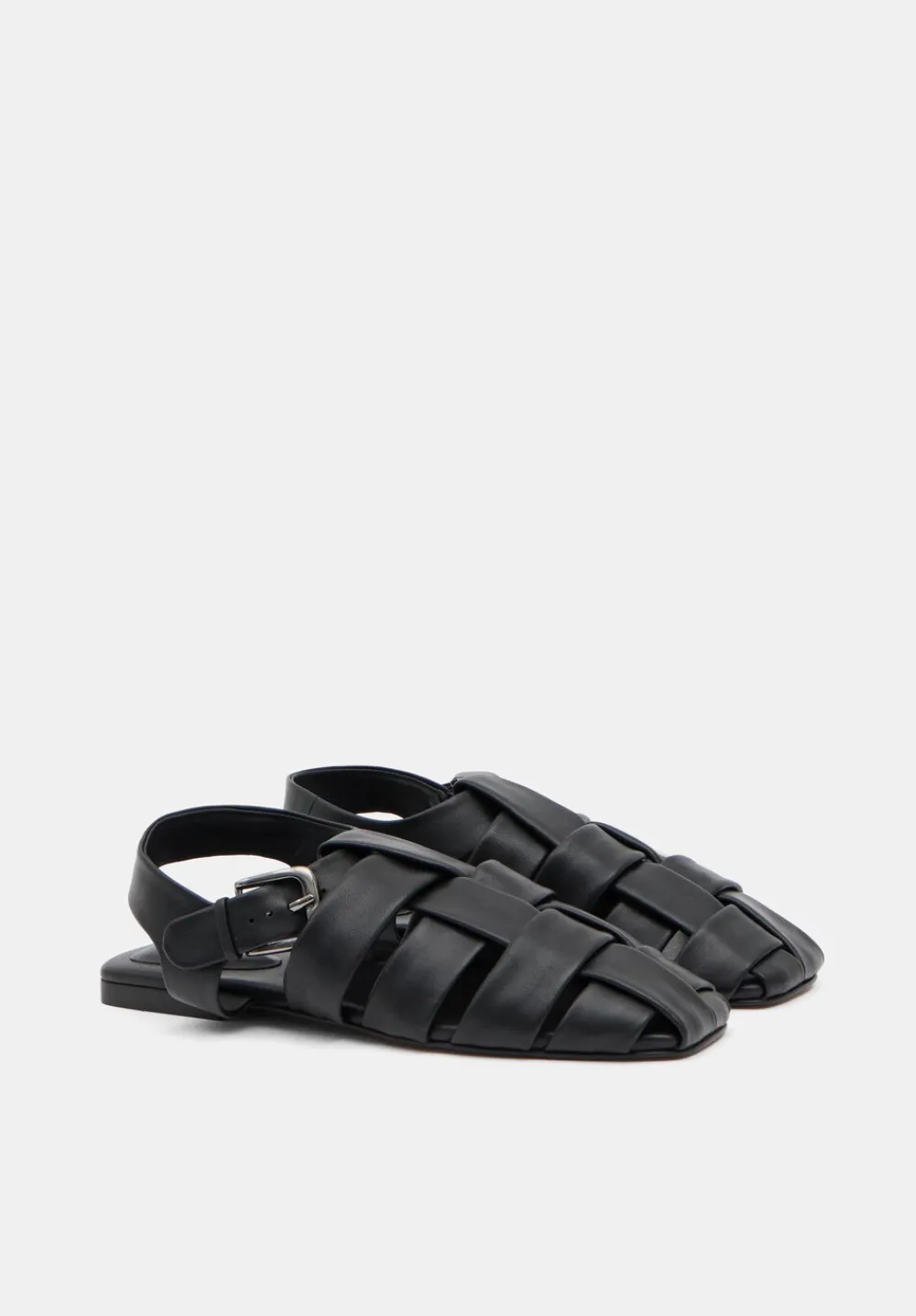 hush Sandals|Flats|Leather Caged Fisherman Sandals Black