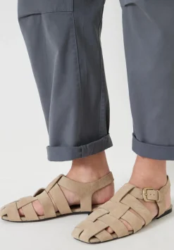 hush Flats|Sandals|Leather Caged Fisherman Sandals Stone