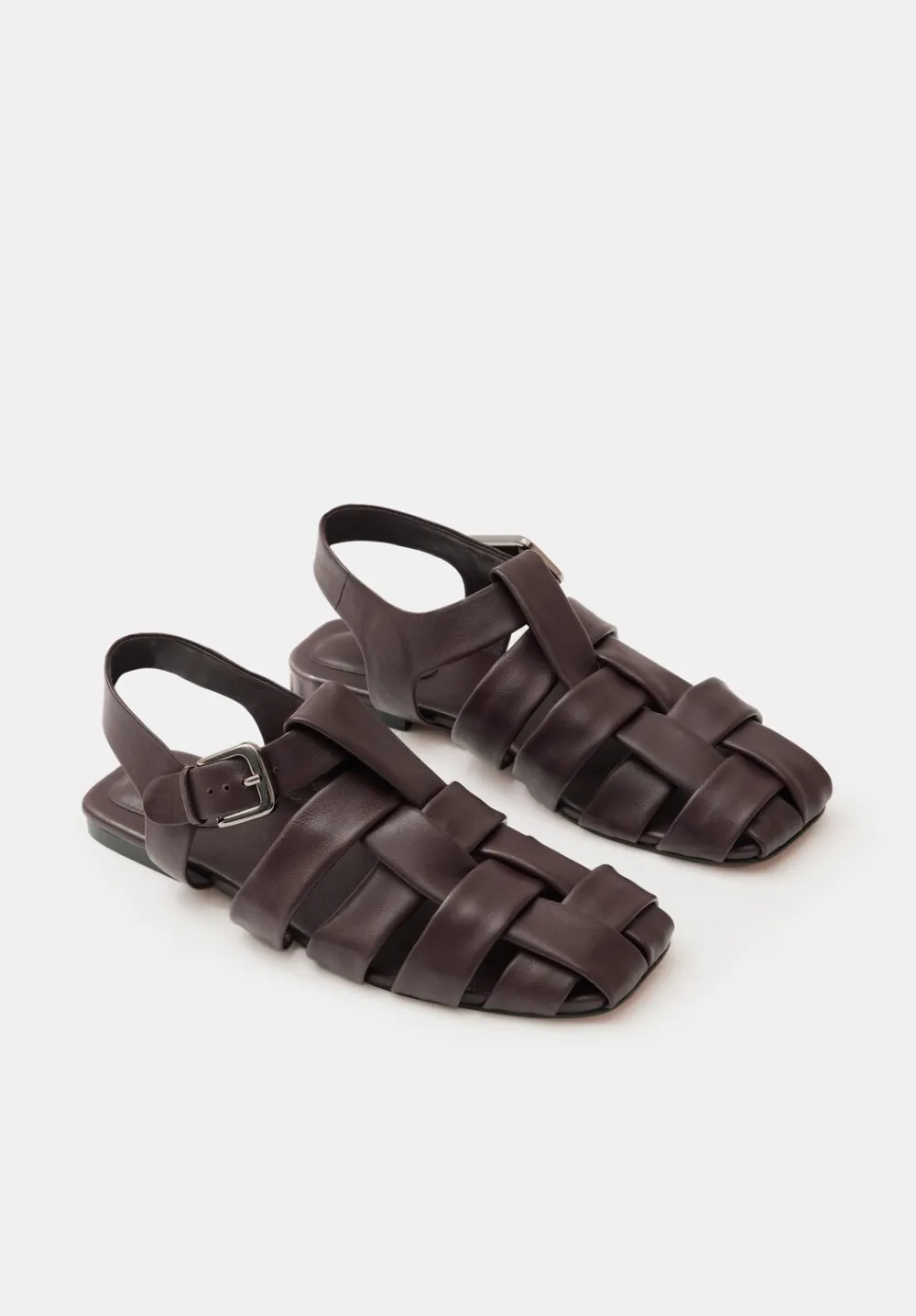 hush Flats|Sandals|Leather Caged Fisherman Sandals Windsor Wine