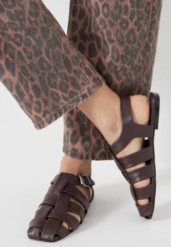 hush Flats|Sandals|Leather Caged Fisherman Sandals Windsor Wine