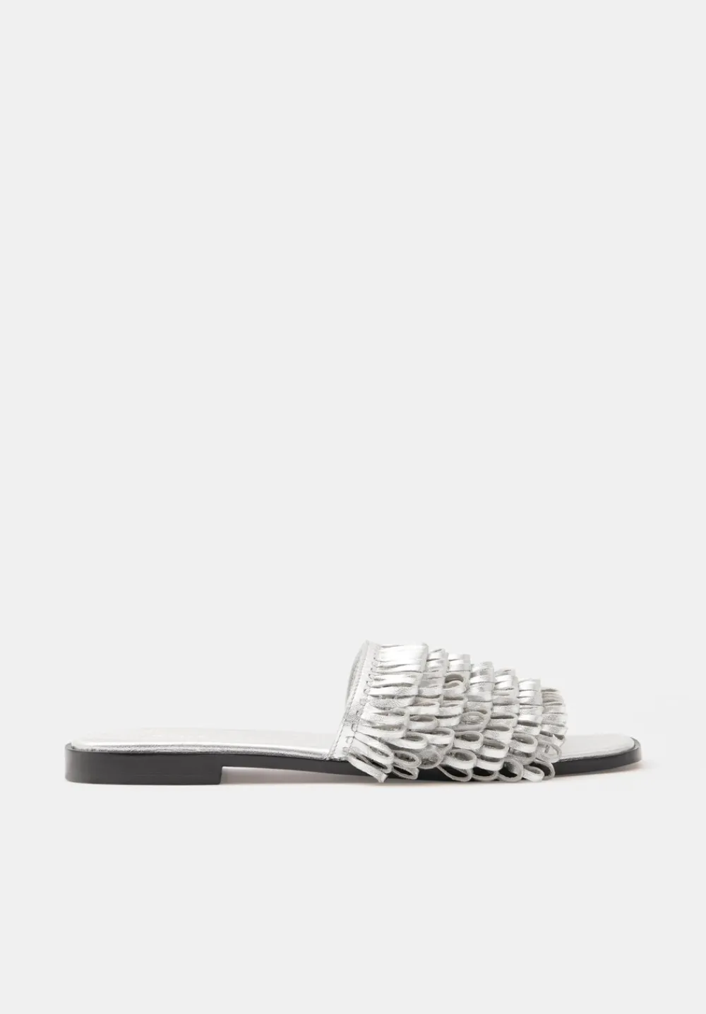 hush Sandals|Flats|Leather Fringe Sandals Silver