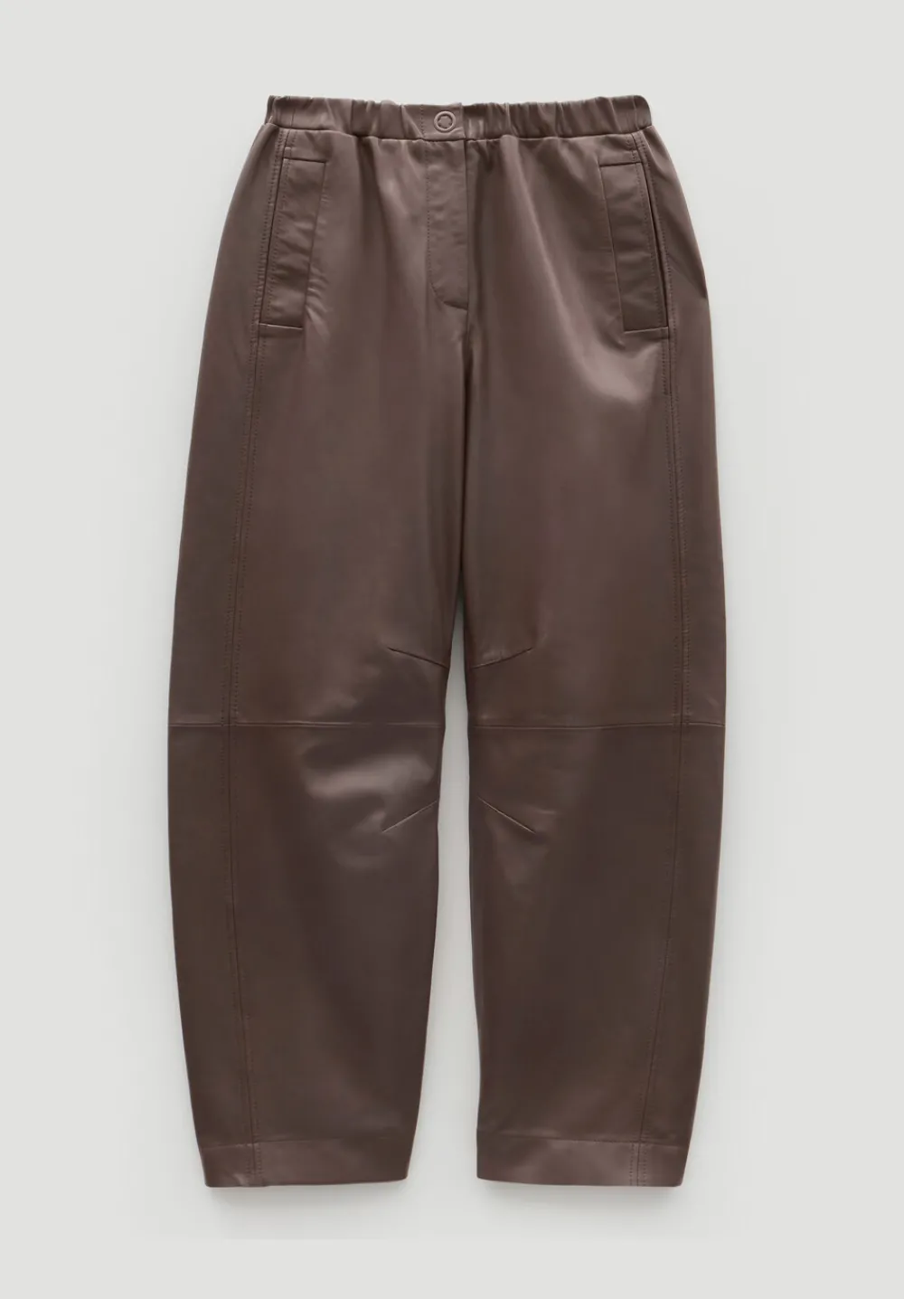 hush Trousers|Leather Jack Barrel Trousers Chocolate brown