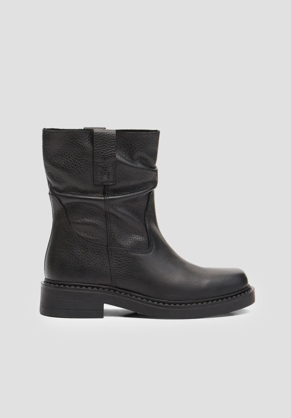 hush Heels|Boots|Leather Slouchy Biker Boot Black