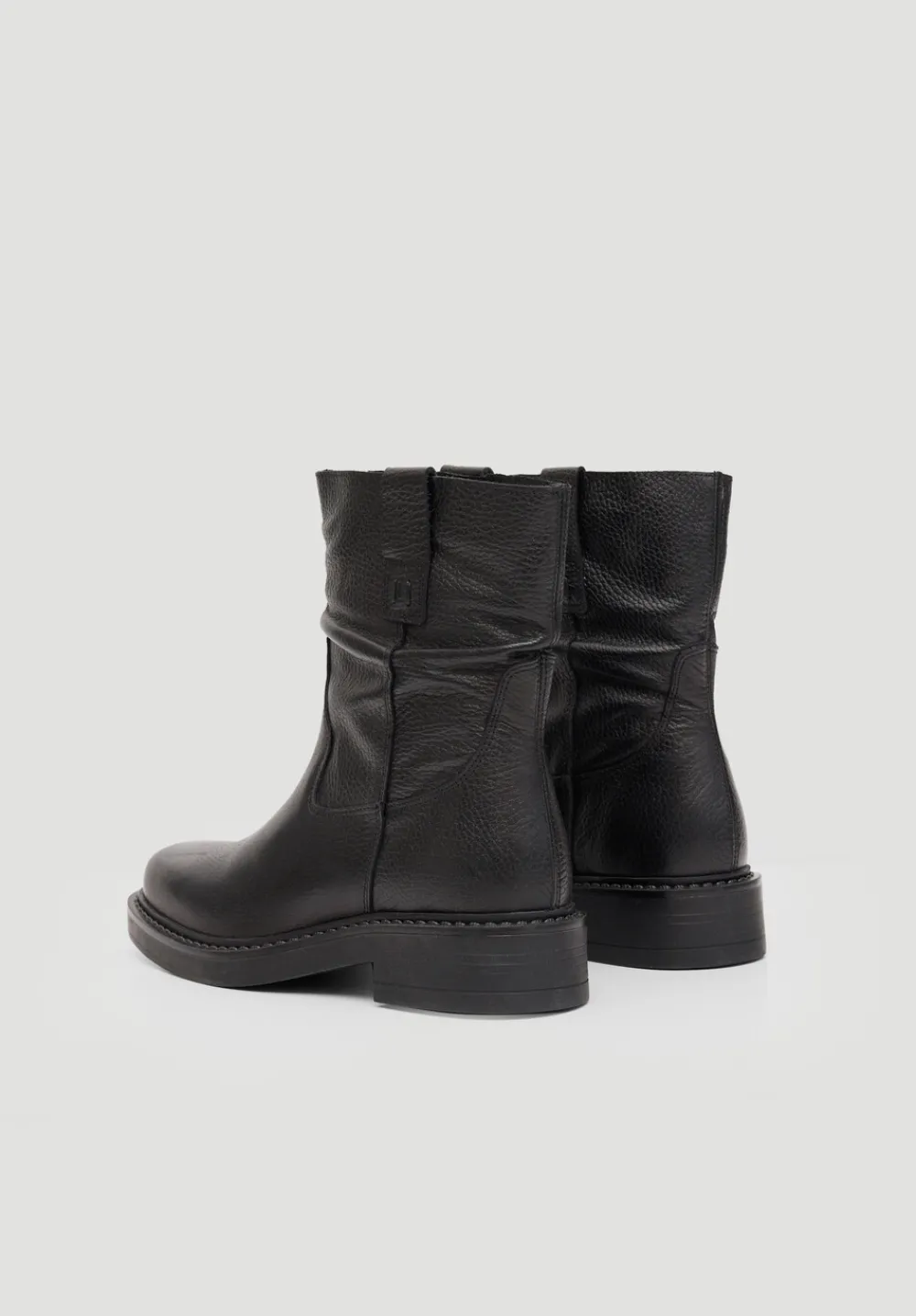 hush Heels|Boots|Leather Slouchy Biker Boot Black