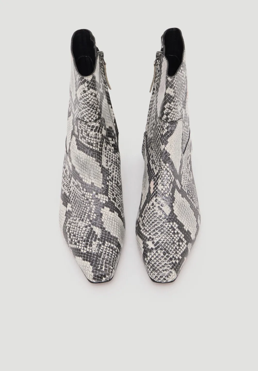 hush Heels|Boots|Leather Snake Print Square Toe Boots Natural snake