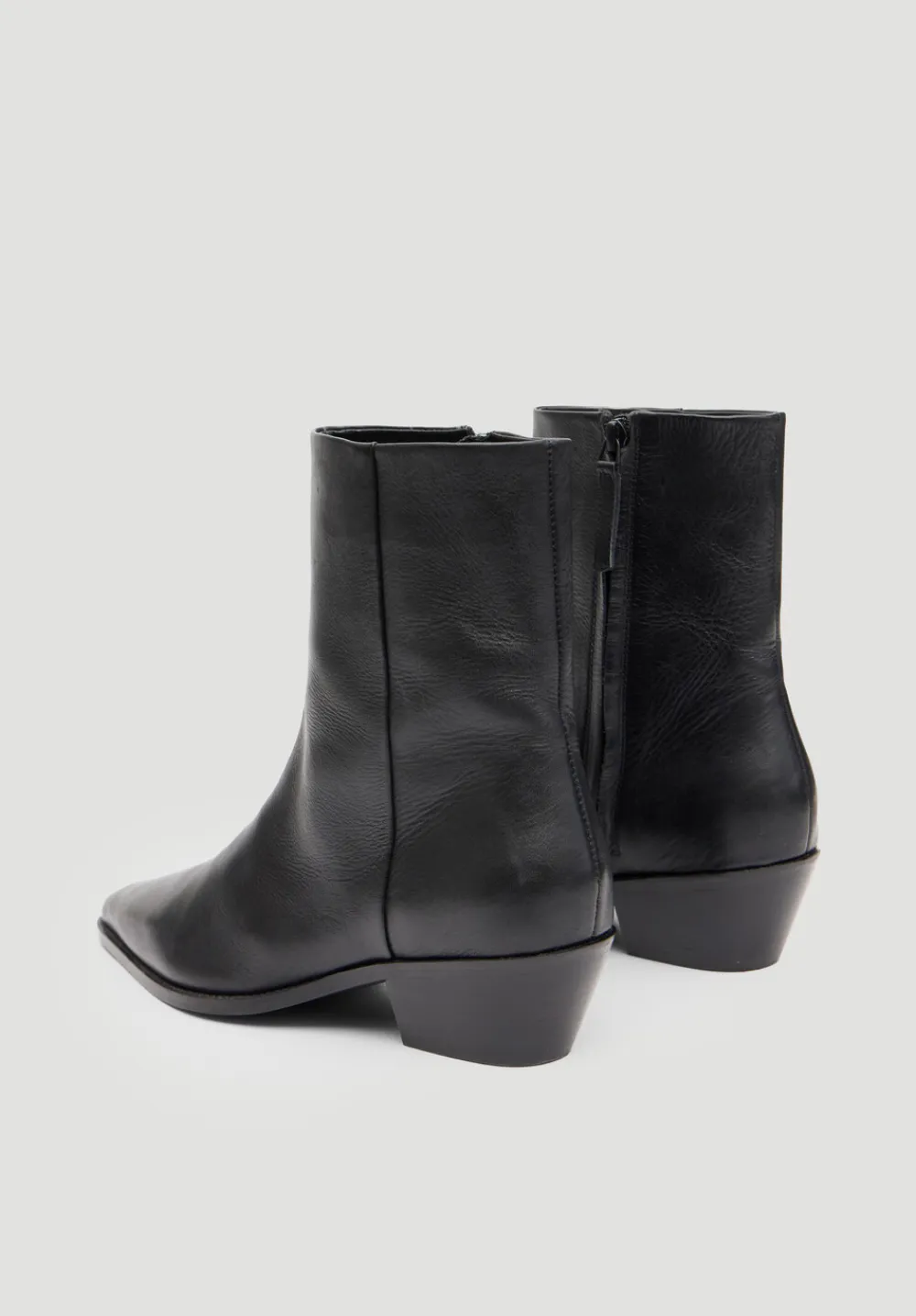 hush Heels|Boots|Leather Square Toe Boots Black