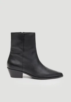 hush Heels|Boots|Leather Square Toe Boots Black