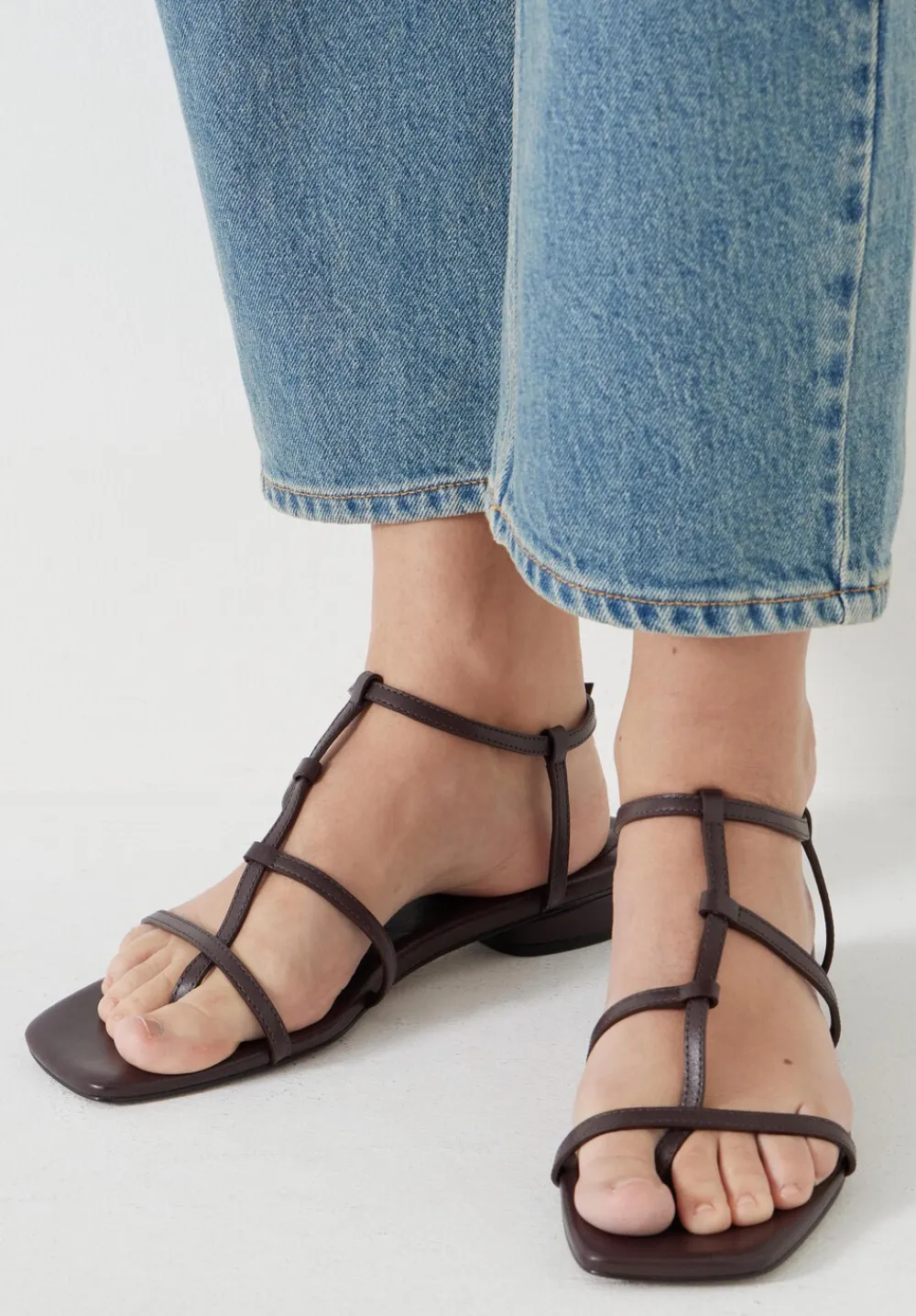 hush Sandals|Heels|Leather Strappy Low Heel Sandals Burgundy Red