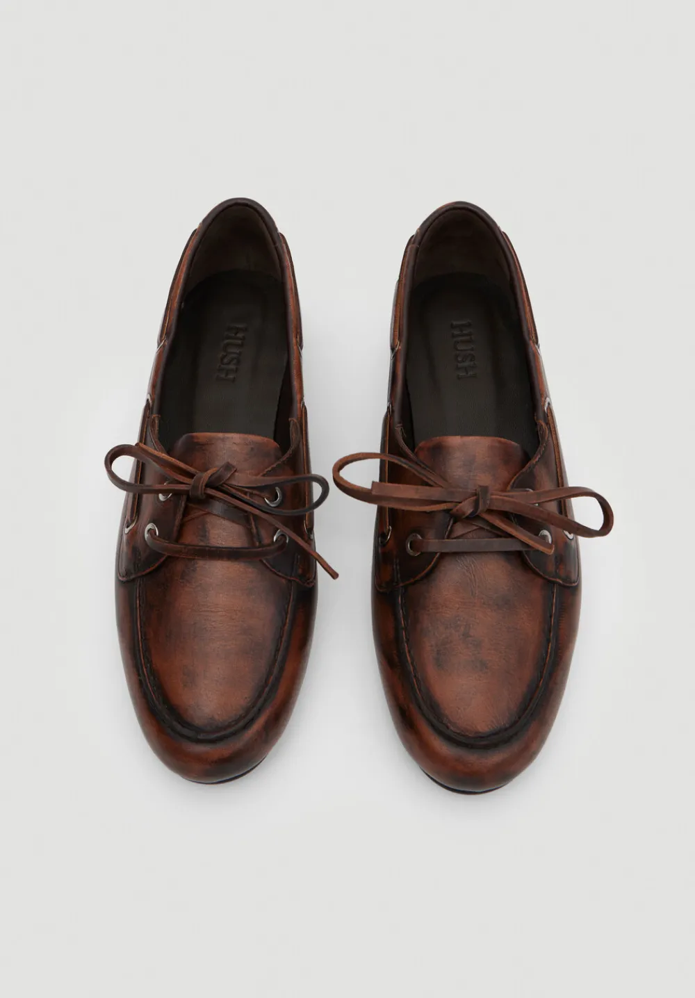 hush Flats|Leather Tie Loafers Chocolate brown