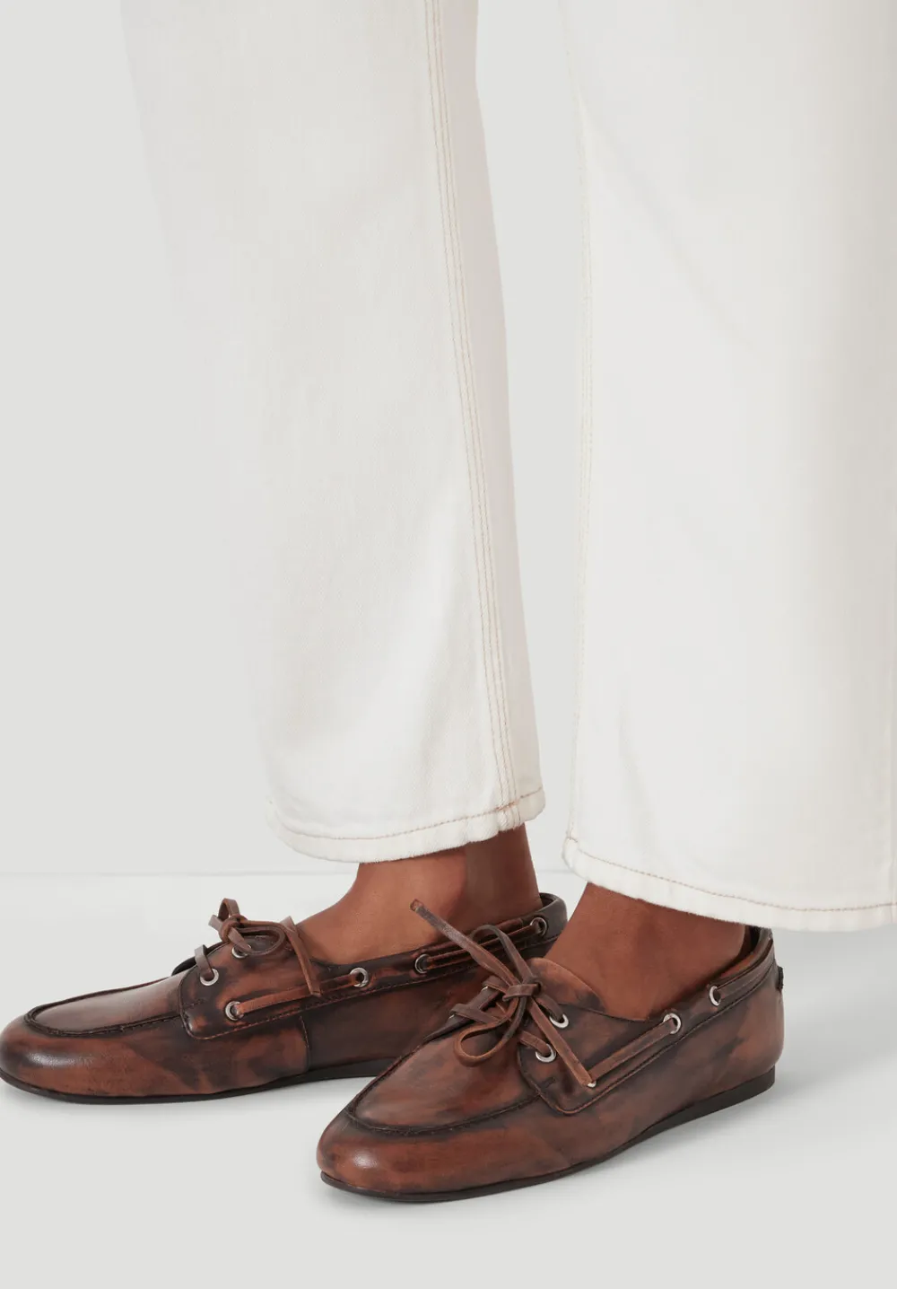 hush Flats|Leather Tie Loafers Chocolate brown