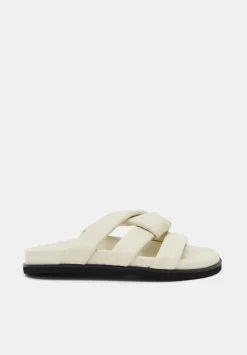 hush Sandals|Flats|Leather Twist Footbed Sandals Off White
