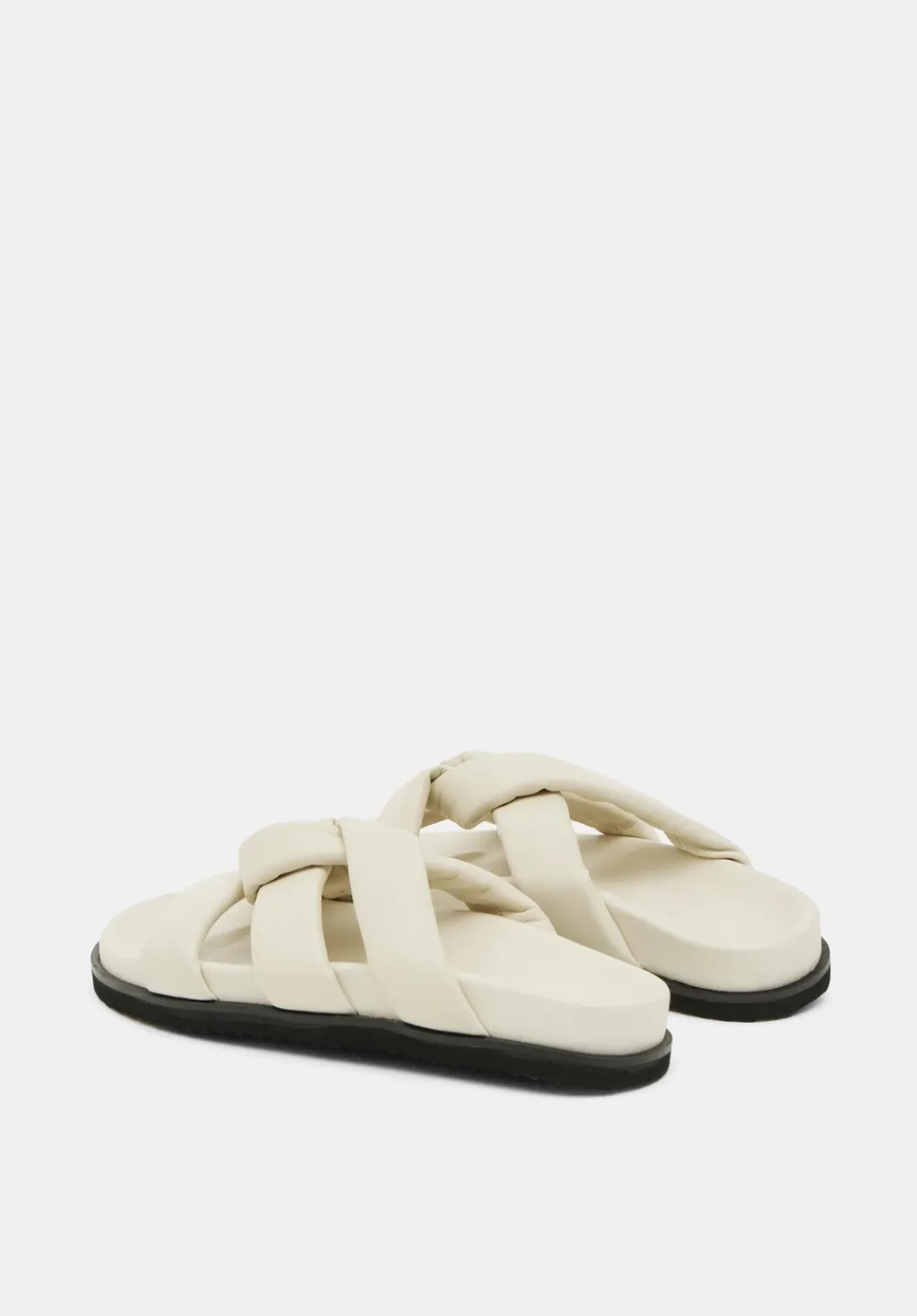 hush Sandals|Flats|Leather Twist Footbed Sandals Off White