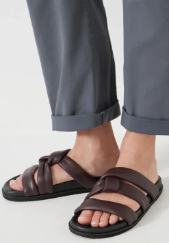 hush Sandals|Flats|Leather Twist Footbed Sandals Burgundy Red