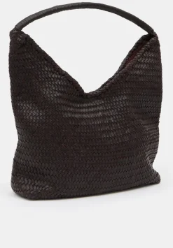 hush Bags|Leather Weave Tote Burgundy Red