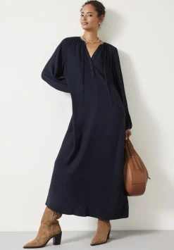 hush Dresses|Leilani Gathered Midi Dress Midnight Navy