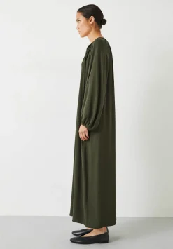 hush Dresses|Leilani Gathered Midi Dress Dark Green