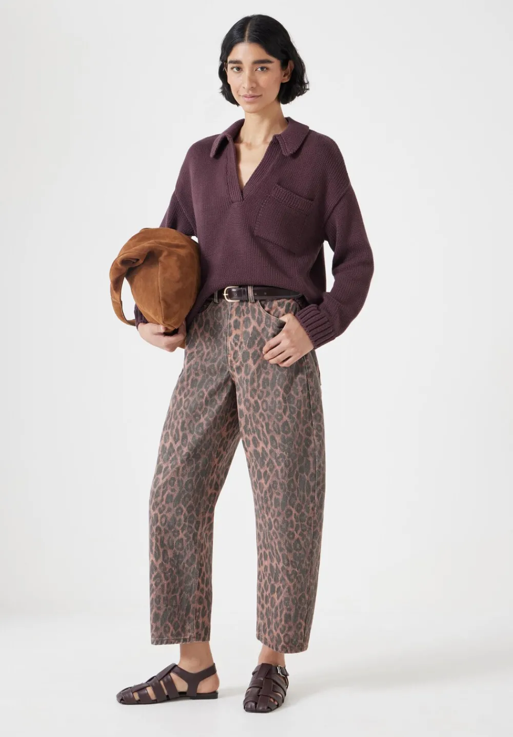 hush Jeans|Barrel Leg Jeans Leopard Print