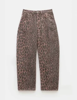 hush Jeans|Barrel Leg Jeans Leopard Print