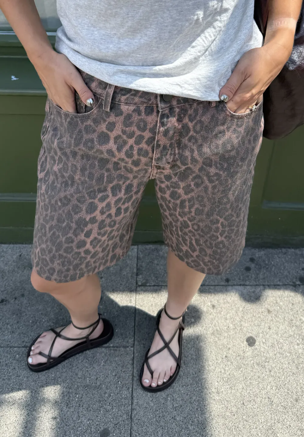 hush Shorts|Jeans|Denim Bermuda Shorts Leopard Print