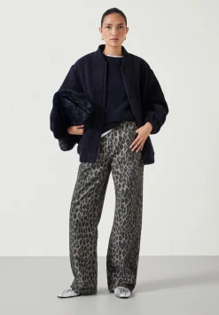 hush Jeans|Leopard Wide Leg Jeans Grey Leopard Print