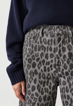 hush Jeans|Leopard Wide Leg Jeans Grey Leopard Print