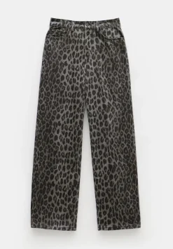 hush Jeans|Leopard Wide Leg Jeans Grey Leopard Print