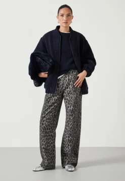 hush Jeans|Leopard Wide Leg Jeans Grey Leopard Print