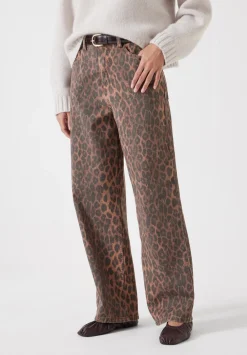 hush Jeans|Leopard Wide Leg Jeans Brown Leopard Print