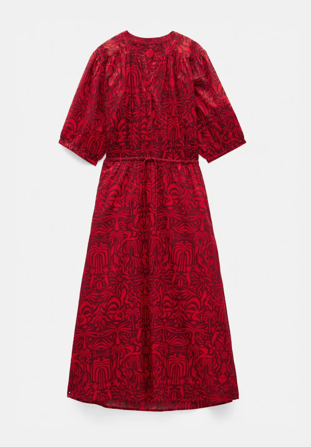 hush Dresses|Lhea Printed Midi Cotton Dress Lotus Red