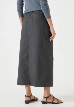 hush Skirts|Lightweight Cotton Column Midi Skirt Washed Black