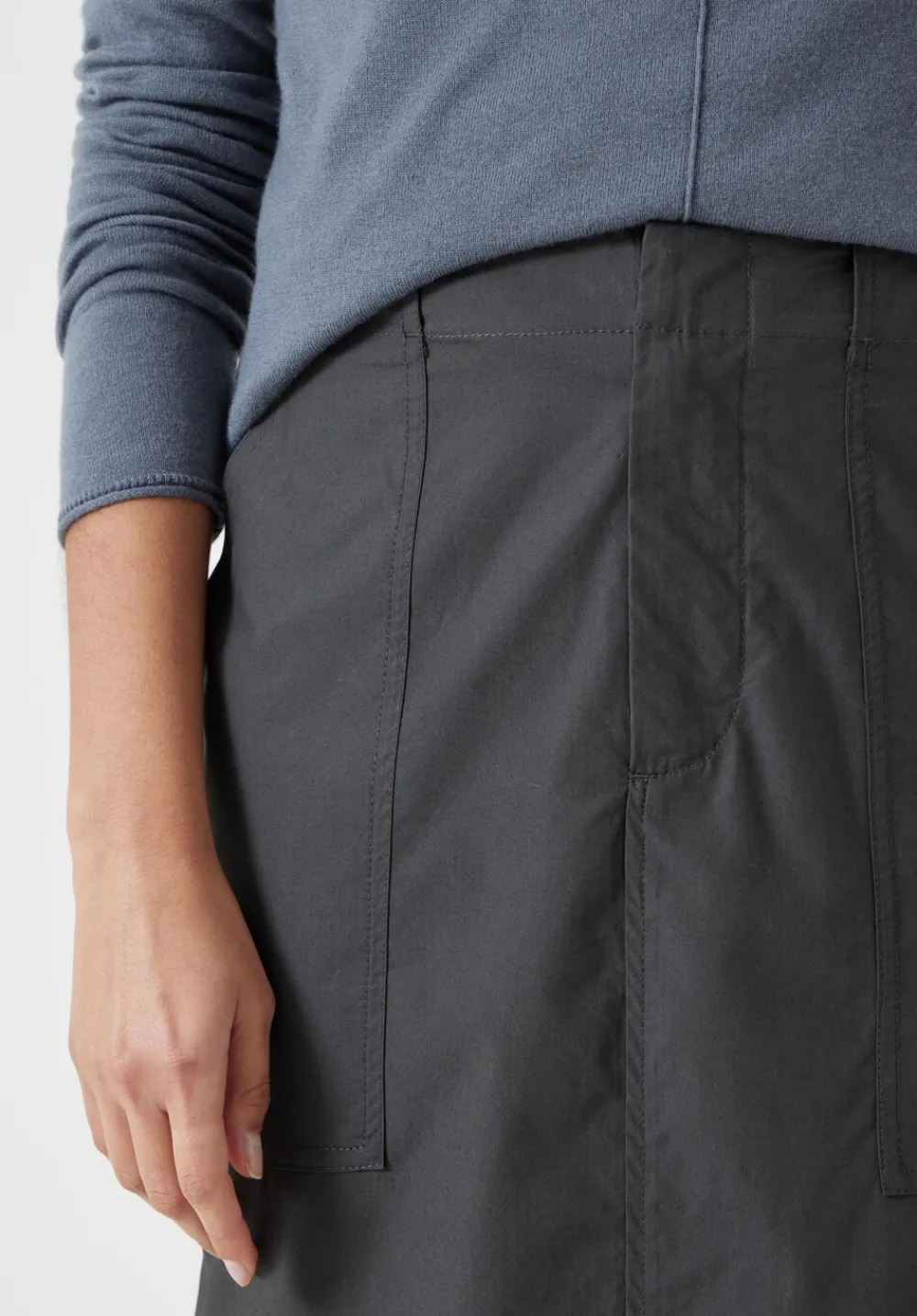 hush Skirts|Lightweight Cotton Column Midi Skirt Washed Black