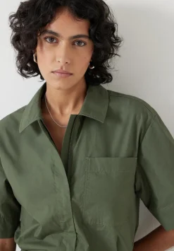 hush Jumpsuits|Dresses|Lightweight Cotton Utility Jumpsuit Khaki Green