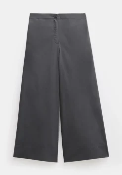 hush Trousers|Lightweight Cotton Wide Leg Cropped Trousers Washed Black